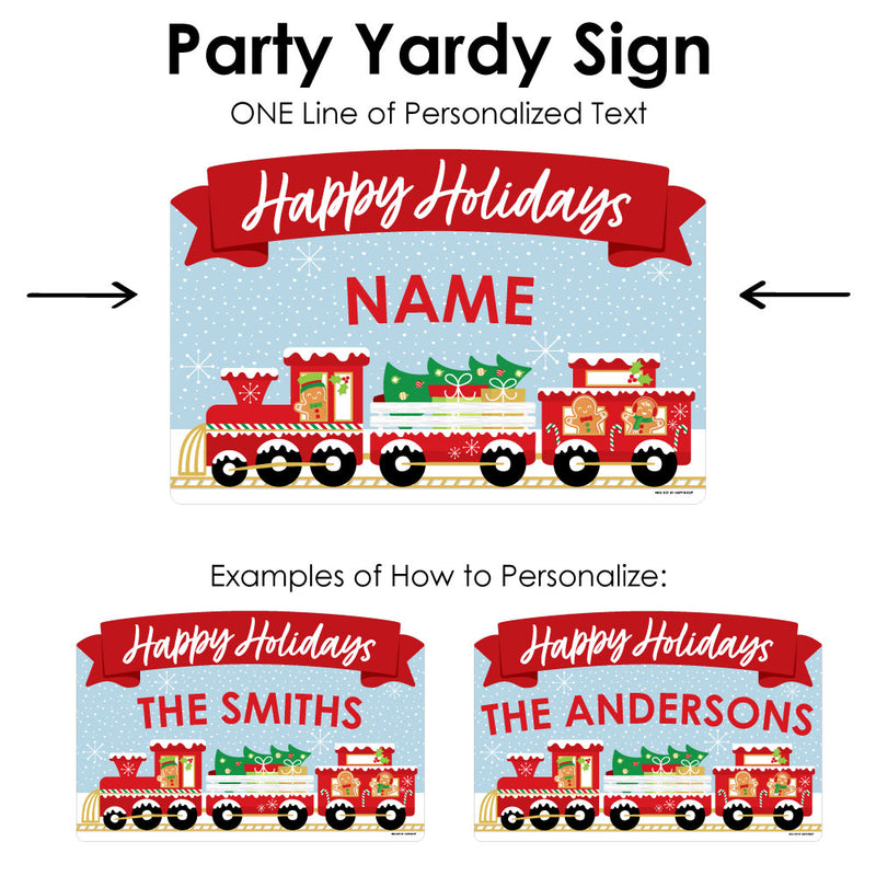 Christmas Train - Holiday Party Yard Sign Lawn Decorations - Personalized Christmas Train Party Yardy Sign