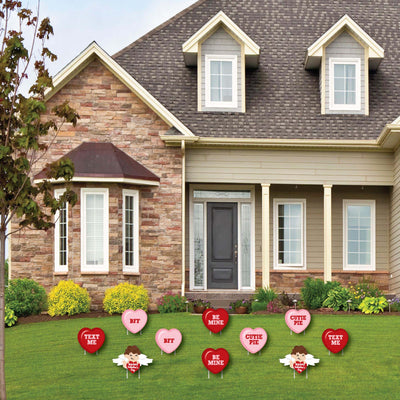 Conversation Hearts - Cupid and Heart Lawn Decorations - Outdoor Valentine's Day Party Yard Decorations - 10 Piece