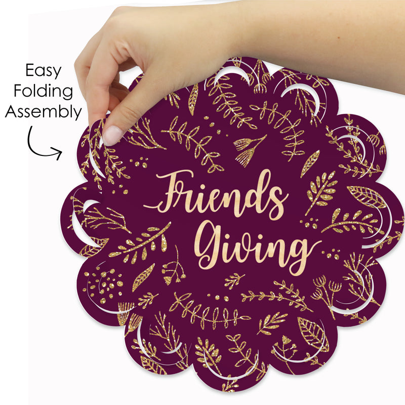 Elegant Thankful for Friends - Friendsgiving Thanksgiving Party Round Table Decorations - Paper Chargers - Place Setting For 12