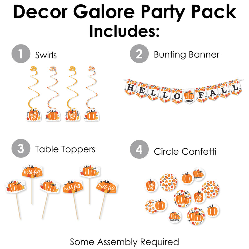 Fall Pumpkin - Halloween or Thanksgiving Party Supplies Decoration Kit - Decor Galore Party Pack - 51 Pieces