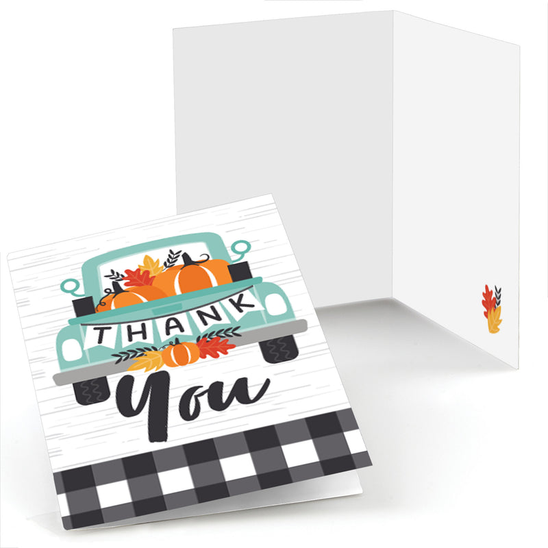 Happy Fall Truck - Harvest Pumpkin Party Thank You Cards (8 count)