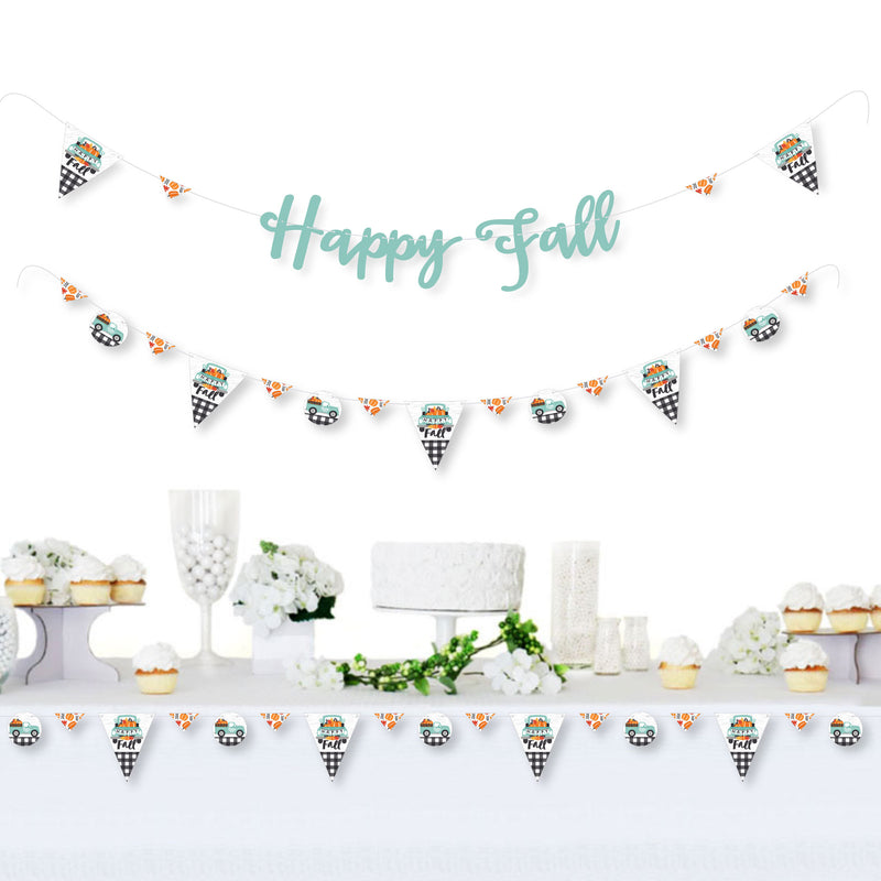 Happy Fall Truck - Harvest Pumpkin Party Letter Banner Decoration - 36 Banner Cutouts and Happy Fall Banner Letters