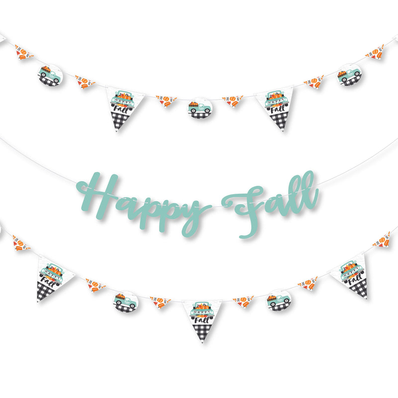 Happy Fall Truck - Harvest Pumpkin Party Letter Banner Decoration - 36 Banner Cutouts and Happy Fall Banner Letters