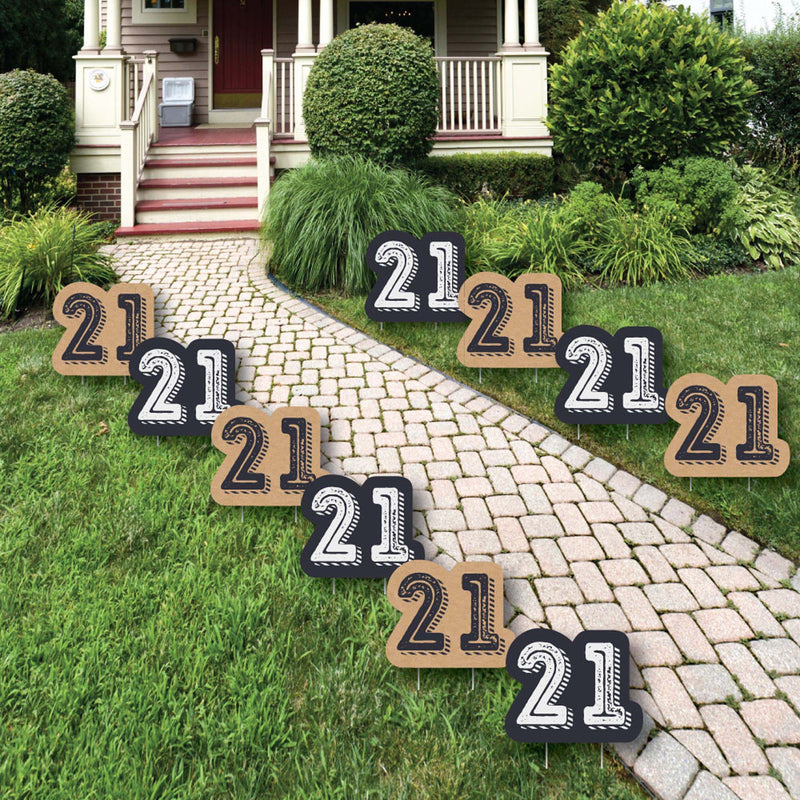 Finally 21 - Lawn Decorations - Outdoor Birthday Party Yard Decorations - 10 Piece