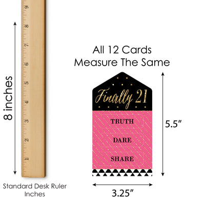 Finally 21 Girl - 21st Birthday Party Game Pickle Cards - Truth, Dare, Share Pull Tabs - Set of 12