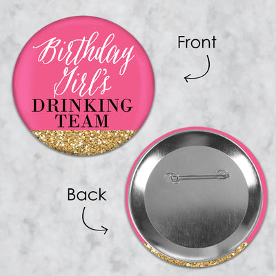 Finally 21 Girl - 3 inch 21st Birthday Party Badge - Pinback Buttons - Set of 8