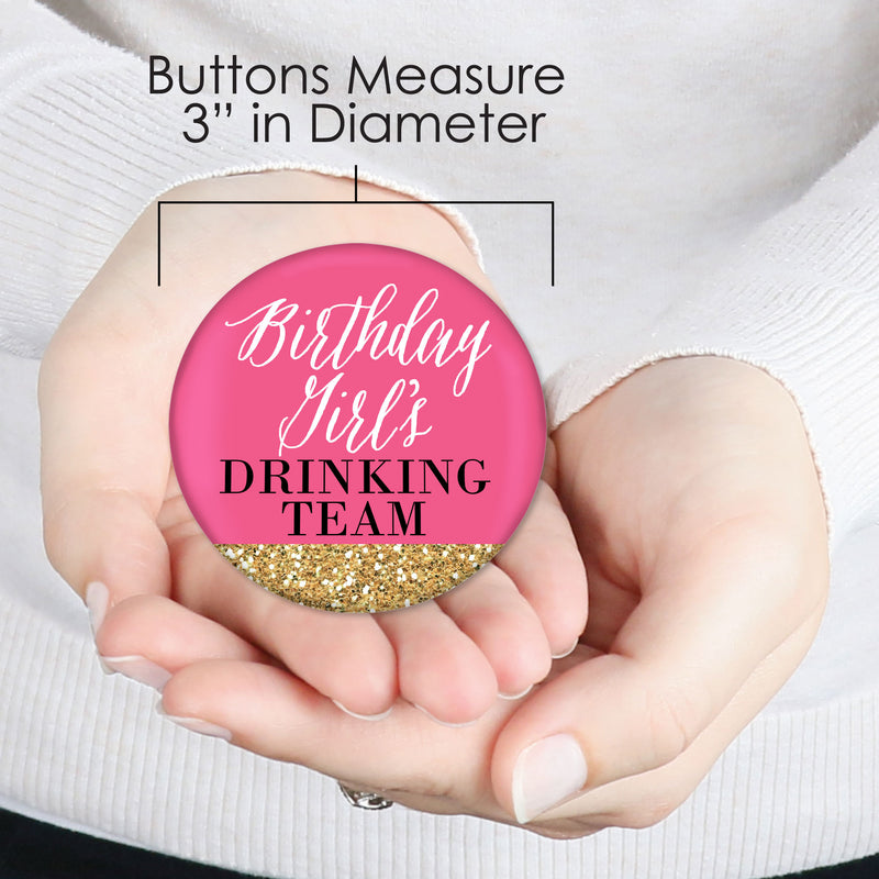 Finally 21 Girl - 3 inch 21st Birthday Party Badge - Pinback Buttons - Set of 8