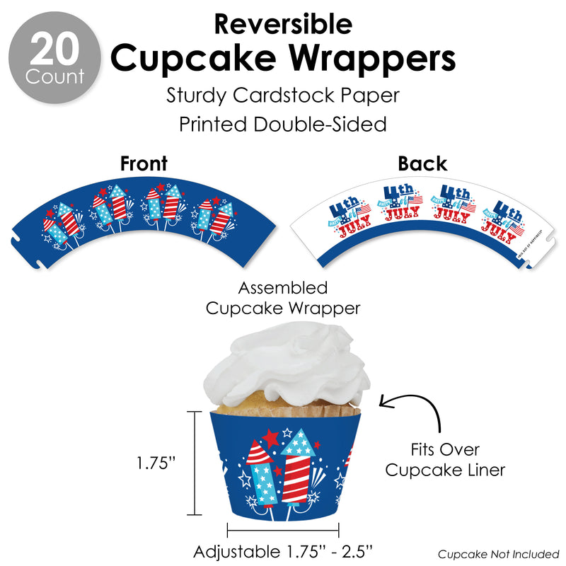 Firecracker 4th of July - Red, White and Royal Blue Party Favors and Cupcake Kit - Fabulous Favor Party Pack - 100 Pieces