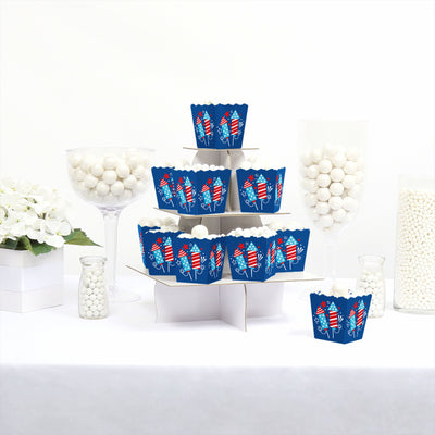 Firecracker 4th of July - Party Mini Favor Boxes - Red, White and Royal Blue Party Treat Candy Boxes - Set of 12