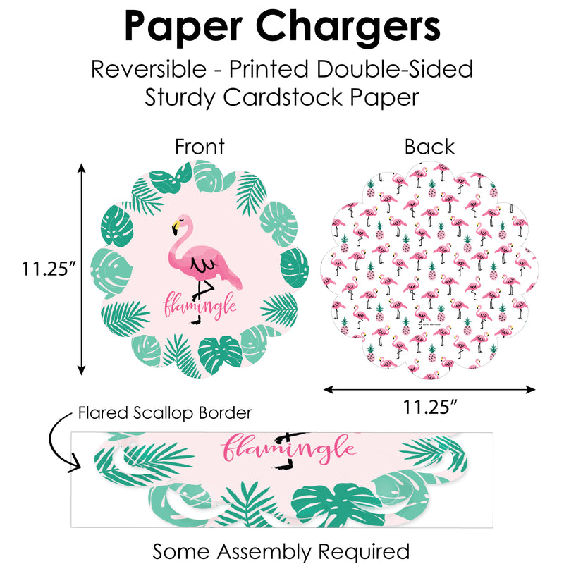 Pink Flamingo - Party Like a Pineapple - Tropical Summer Party Paper Charger and Table Decorations - Chargerific Kit - Place Setting for 8