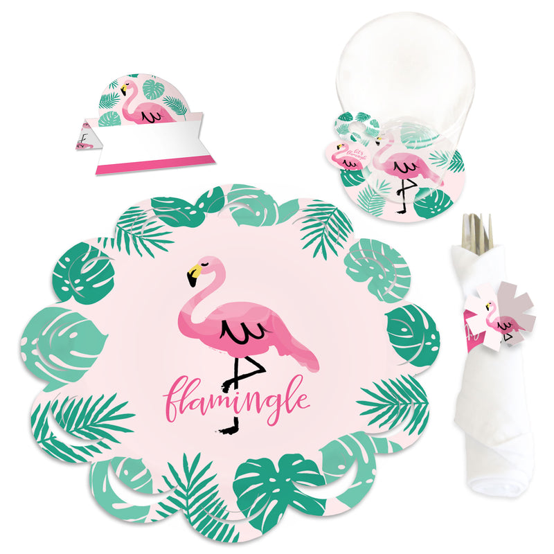 Pink Flamingo - Party Like a Pineapple - Tropical Summer Party Paper Charger and Table Decorations - Chargerific Kit - Place Setting for 8