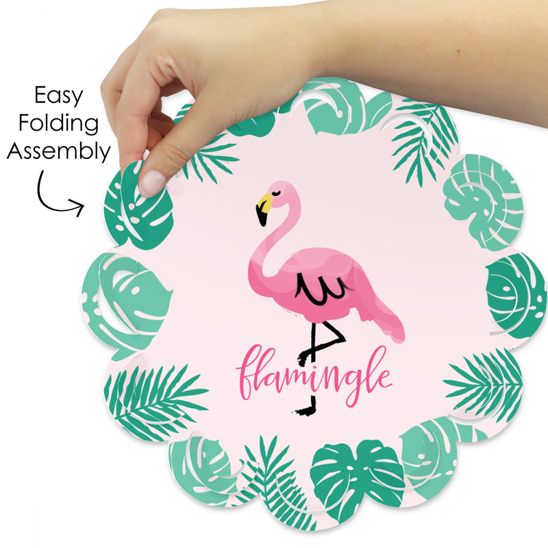 Pink Flamingo - Tropical Summer Party Round Table Decorations - Paper Chargers - Place Setting For 12