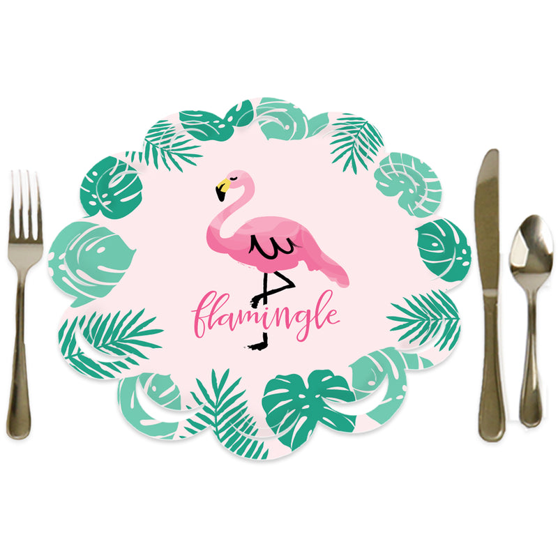 Pink Flamingo - Tropical Summer Party Round Table Decorations - Paper Chargers - Place Setting For 12