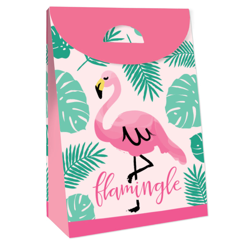 Pink Flamingo - Tropical Summer Gift Favor Bags - Party Goodie Boxes - Set of 12