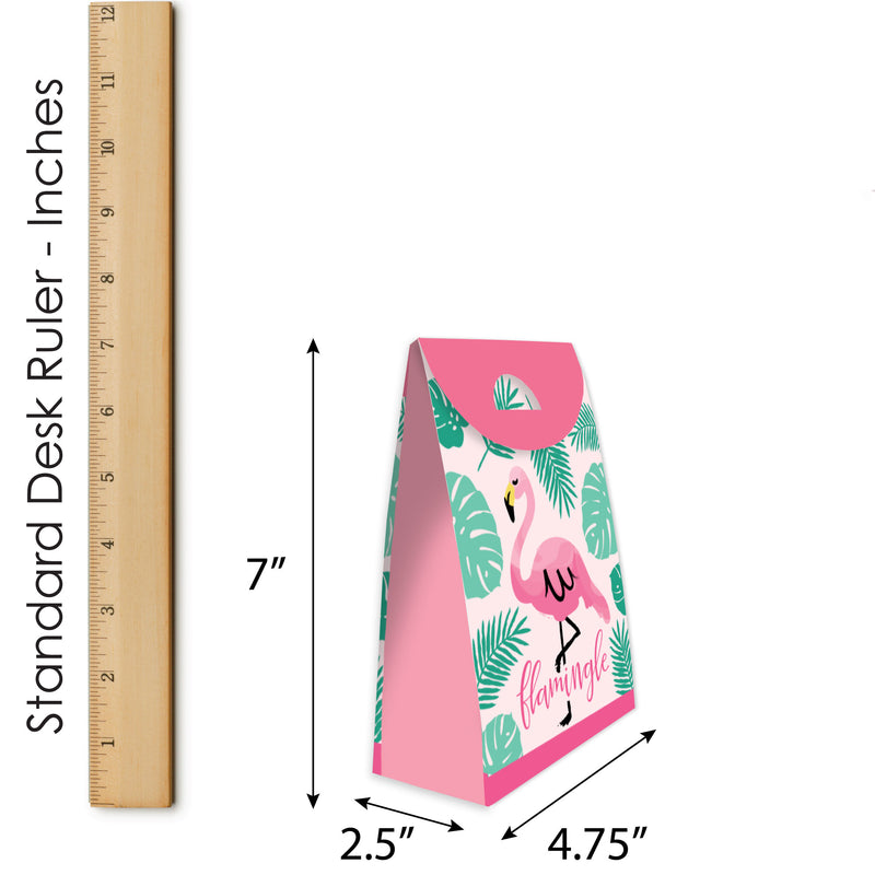 Pink Flamingo - Tropical Summer Gift Favor Bags - Party Goodie Boxes - Set of 12