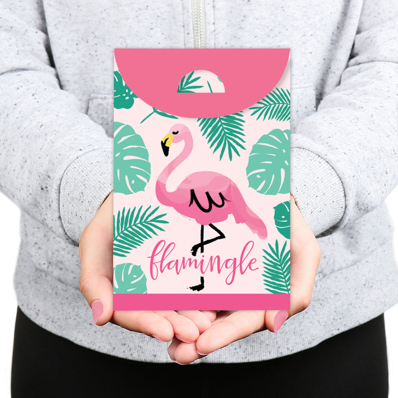 Pink Flamingo - Tropical Summer Gift Favor Bags - Party Goodie Boxes - Set of 12