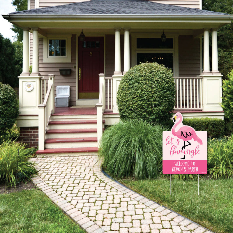 Pink Flamingo - Party Decorations - Tropical Summer Personalized Welcome Yard Sign