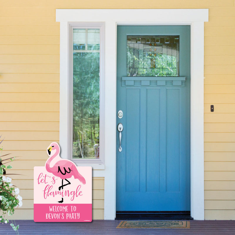 Pink Flamingo - Party Decorations - Tropical Summer Personalized Welcome Yard Sign