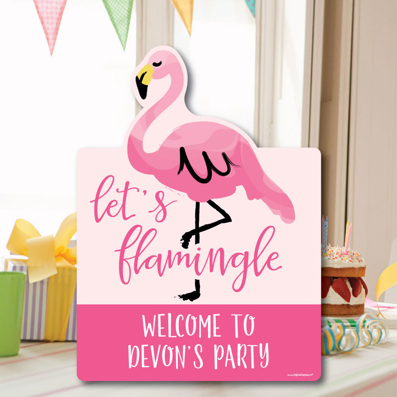 Pink Flamingo - Party Decorations - Tropical Summer Personalized Welcome Yard Sign