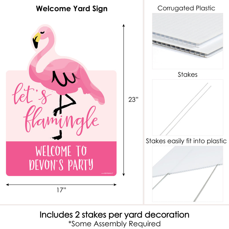 Pink Flamingo - Party Decorations - Tropical Summer Personalized Welcome Yard Sign