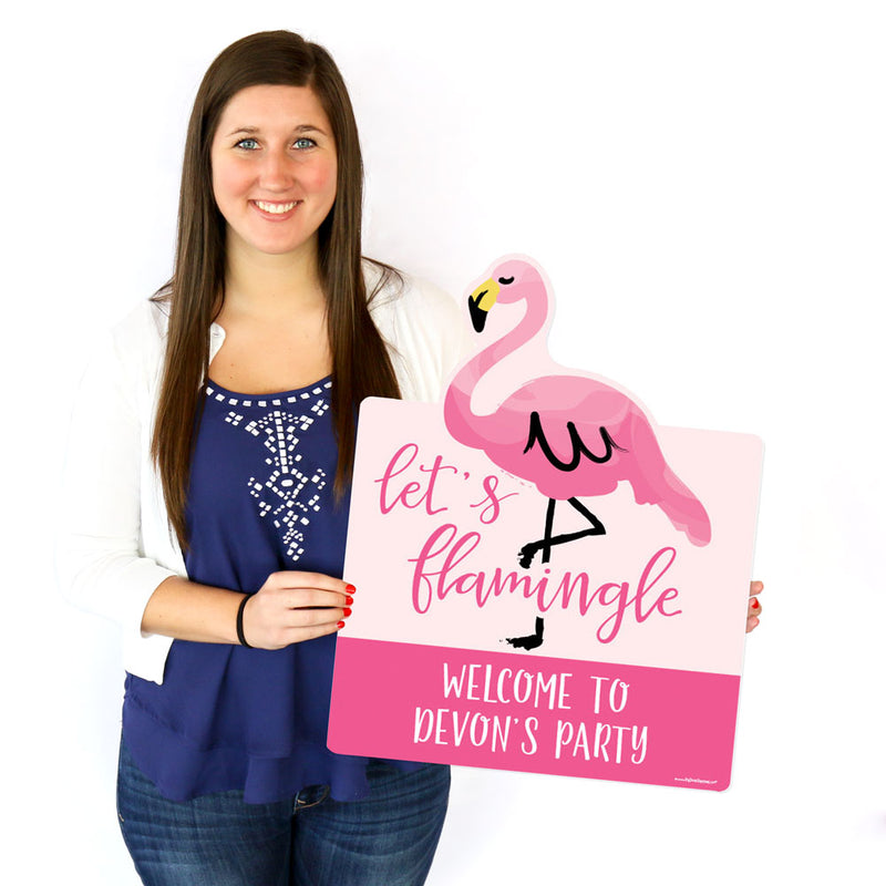 Pink Flamingo - Party Decorations - Tropical Summer Personalized Welcome Yard Sign