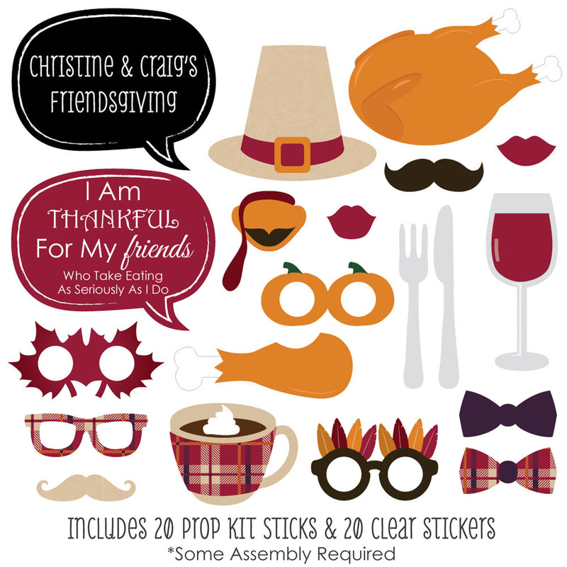 Friends Thanksgiving Feast - Friendsgiving Photo Booth Props Kit - 20 Count