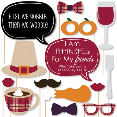 Friends Thanksgiving Feast - Friendsgiving Photo Booth Props Kit - 20 Count