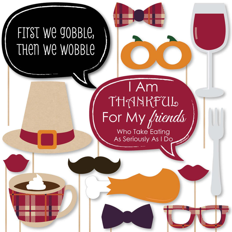 Friends Thanksgiving Feast - Friendsgiving Photo Booth Props Kit - 20 Count