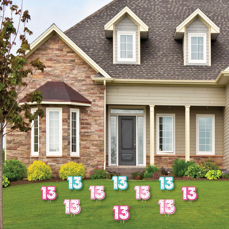 Girl 13th Birthday - 13 Lawn Decorations - Outdoor Official Teenager Birthday Party Yard Decorations - 10 Piece