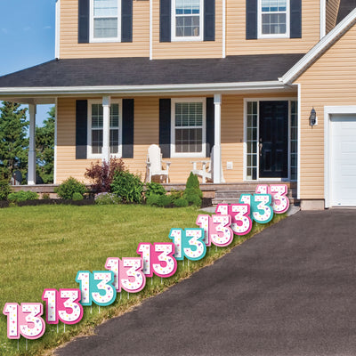 Girl 13th Birthday - 13 Lawn Decorations - Outdoor Official Teenager Birthday Party Yard Decorations - 10 Piece