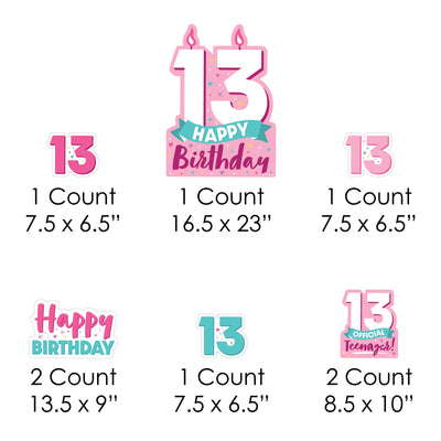 Girl 13th Birthday - Yard Sign and Outdoor Lawn Decorations - Official Teenager Birthday Party Yard Signs - Set of 8