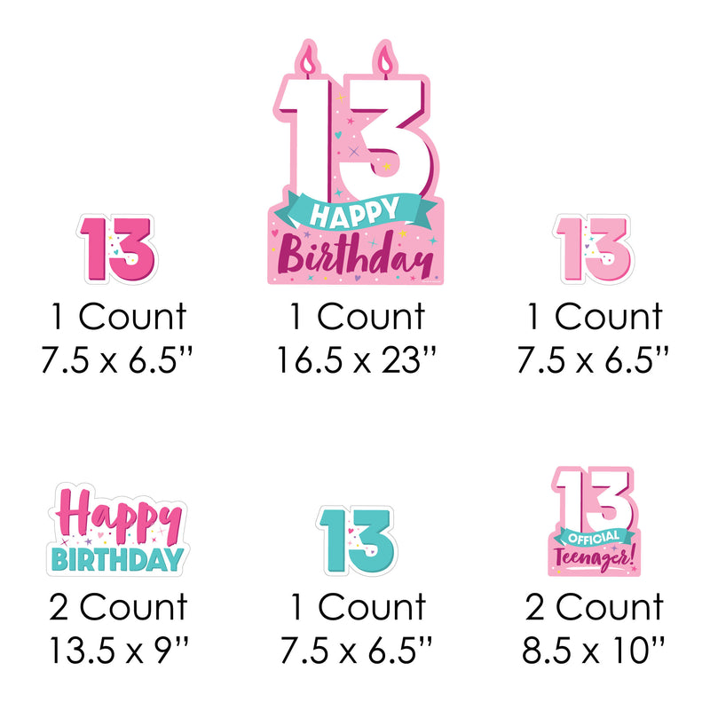 Girl 13th Birthday - Yard Sign and Outdoor Lawn Decorations - Official Teenager Birthday Party Yard Signs - Set of 8