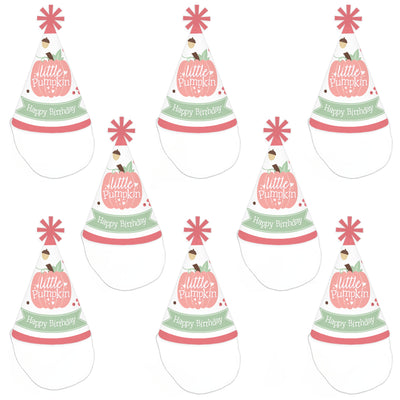 Girl Little Pumpkin - Cone Happy Birthday Party Hats for Kids and Adults - Set of 8 (Standard Size)