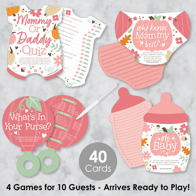 Girl Little Pumpkin - 4 Fall Baby Shower Games - 10 Cards Each - Gamerific Bundle