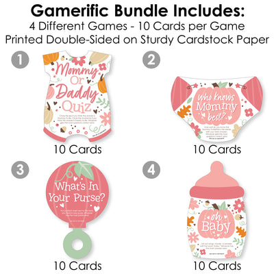 Girl Little Pumpkin - 4 Fall Baby Shower Games - 10 Cards Each - Gamerific Bundle