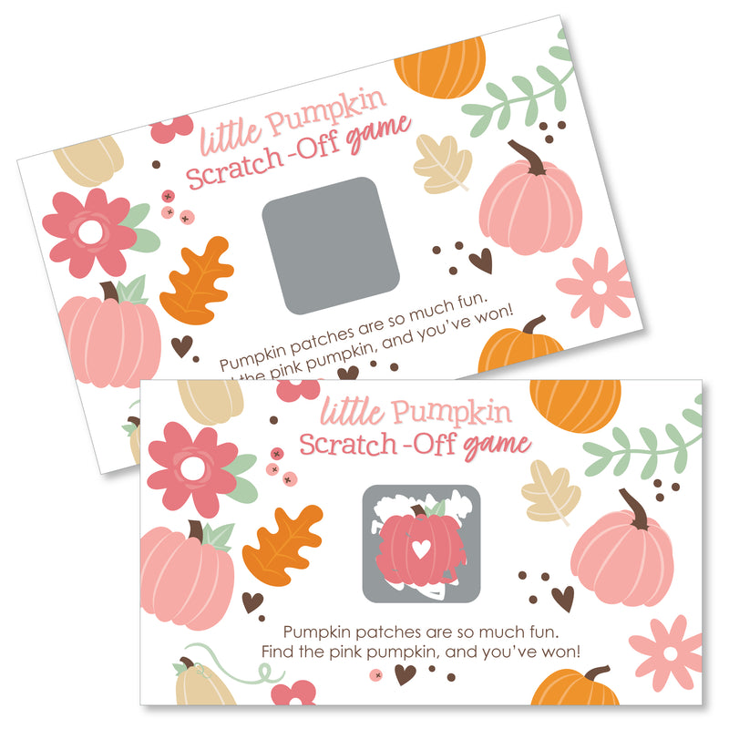 Girl Little Pumpkin - Fall Birthday Party or Baby Shower Game Scratch Off Cards - 22 Count