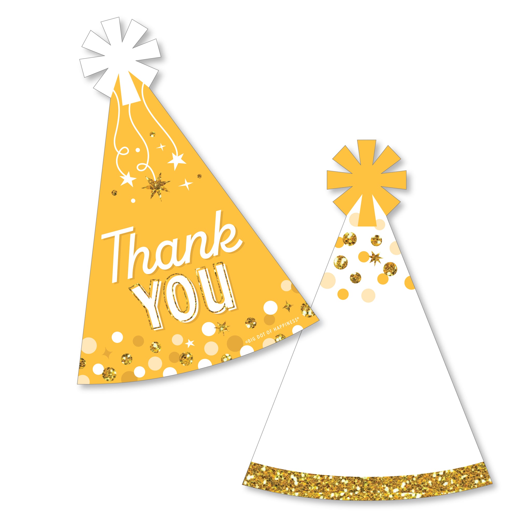 Golden Birthday - Shaped Thank You Cards - Happy Birthday Party Thank ...