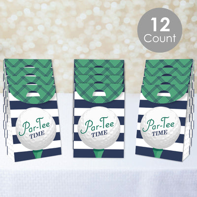 Par-Tee Time - Golf - Birthday or Retirement Gift Favor Bags - Party Goodie Boxes - Set of 12