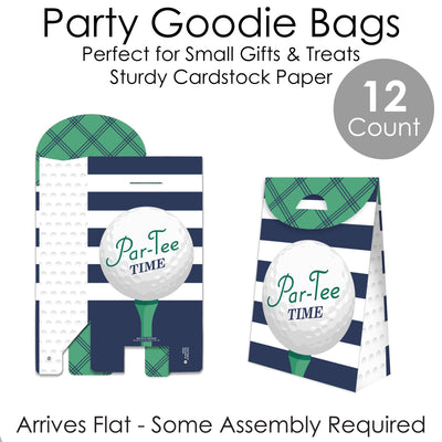 Par-Tee Time - Golf - Birthday or Retirement Gift Favor Bags - Party Goodie Boxes - Set of 12