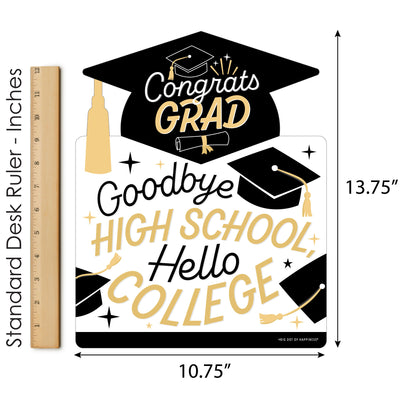 Goodbye High School, Hello College - Outdoor Lawn Sign - Graduation Party Yard Sign - 1 Piece