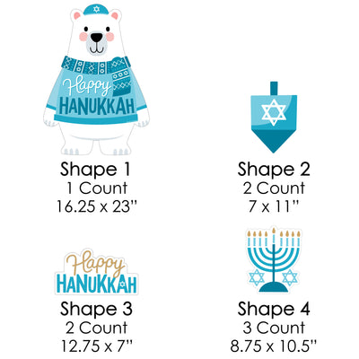 Hanukkah Bear - Yard Sign and Outdoor Lawn Decorations - Chanukah Holiday Sweater Party Yard Signs - Set of 8