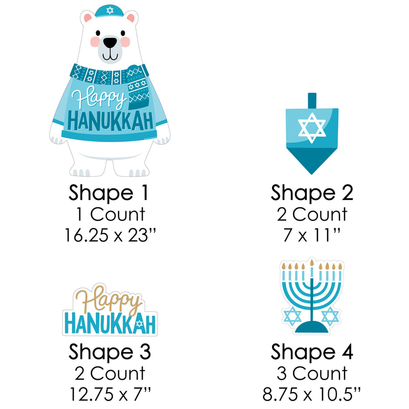 Hanukkah Bear - Yard Sign and Outdoor Lawn Decorations - Chanukah Holiday Sweater Party Yard Signs - Set of 8