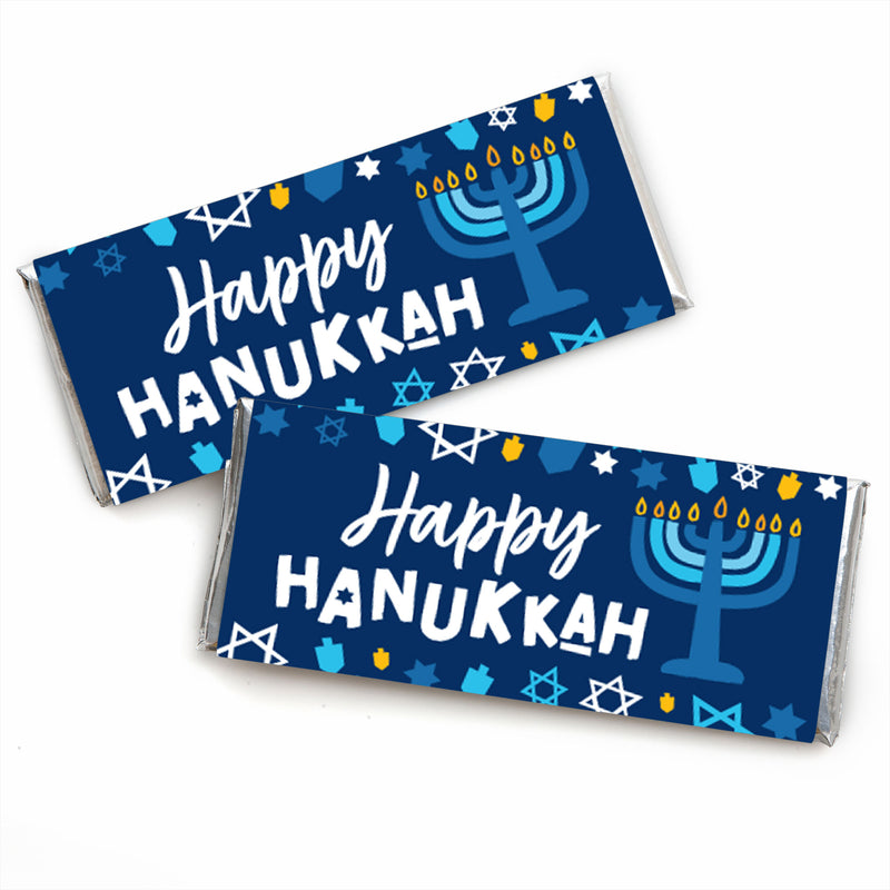 Hanukkah Menorah - Candy Bar Wrapper Chanukah Holiday Party Favors - Set of 24