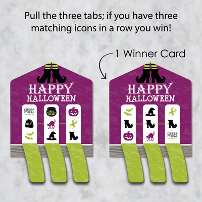 Happy Halloween - Witch Party Game Pickle Cards - Pull Tabs 3-in-a-Row - Set of 12