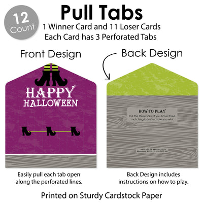 Happy Halloween - Witch Party Game Pickle Cards - Pull Tabs 3-in-a-Row - Set of 12