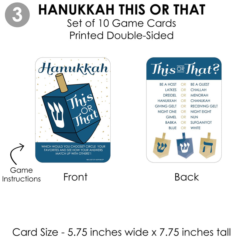 Happy Hanukkah - 4 Chanukah Holiday Party Games - 10 Cards Each - Hanukkah A-Z, Photo Scavenger Hunt, This or That and Alphabet Code - Gamerific Bundle