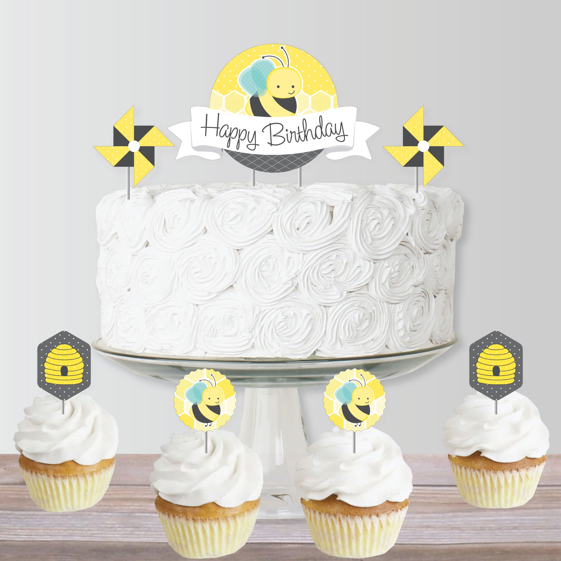 Summer Sunshine bee and flower birthday cake topper afternoon tea cake  toppers – And so to Shop