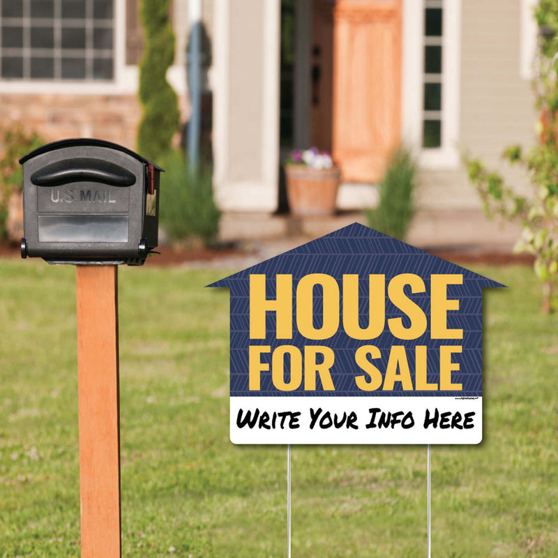 House For Sale Sign - Yard Sign with Stakes - Double Sided Outdoor Lawn Sign - Set of 3