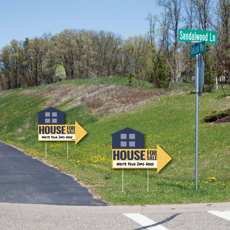 House For Sale Sign - Yard Sign with Stakes - Double Sided Outdoor Lawn Sign - Set of 3