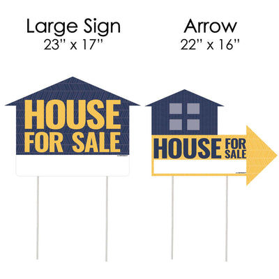 House For Sale Sign - Yard Sign with Stakes - Double Sided Outdoor Lawn Sign - Set of 3